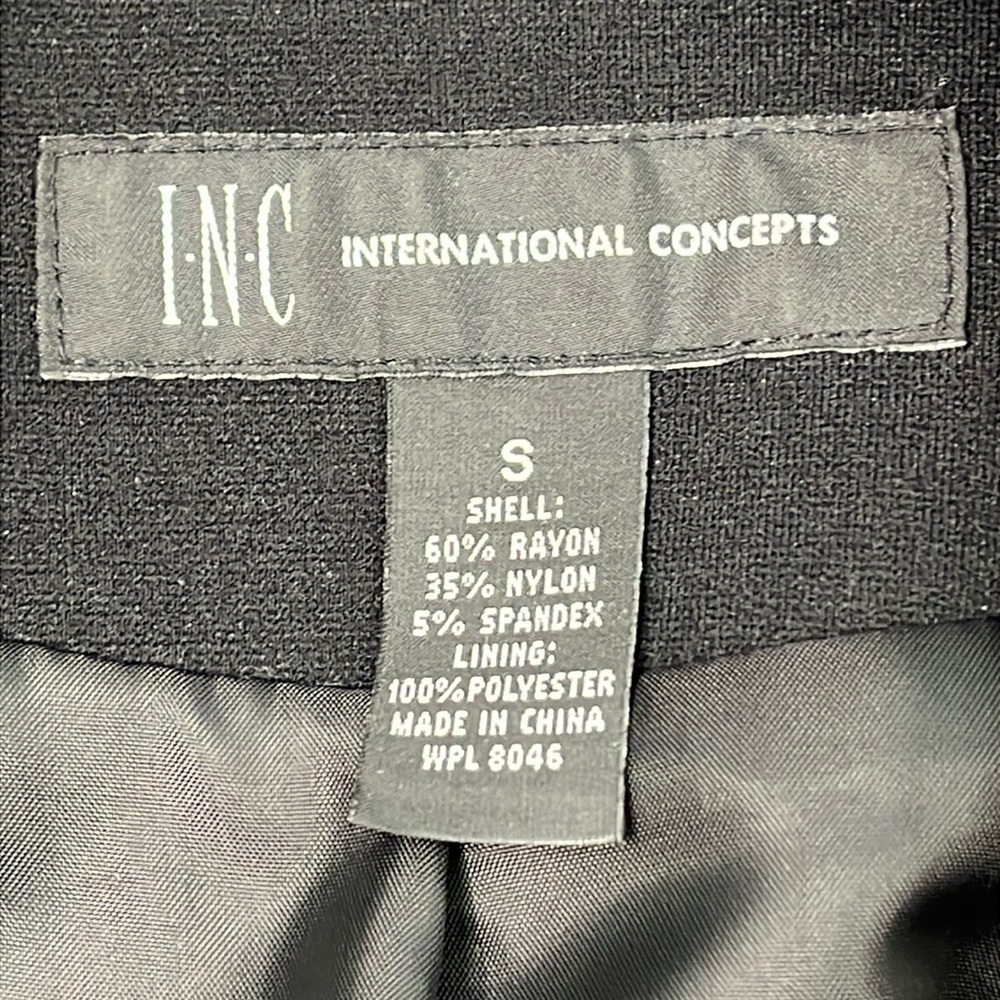 INC International Concepts BLACK RUFFLE COLLAR CARRER JACKET LINED SZ SMALL - Picture 9 of 14
